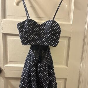 Chic Navy Polka Dot Dress